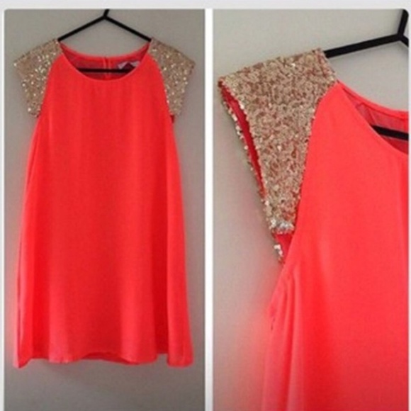 Dresses Neon Pinkorange Sequin Spring Party Poshmark
